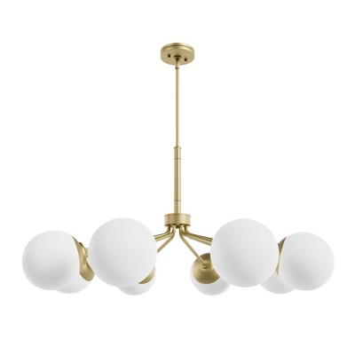Hepburn Glam 8-Light Brass Sputnik Chandelier with White Orbs