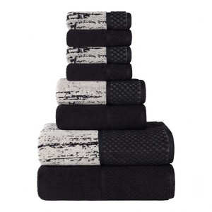 100% Cotton Medium Weight Two-Toned Jacquard and Solid Assorted Towel Set by Blue Nile Mills - 1 of 4