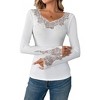 Coolmee Women's  Tops Formal Floral Lace Long Sleeve T Shirts Slim Fitted Crewneck Tops - 2 of 4