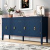 63" MDF Four-Door Sideboard with Geometric Patterned Doors, Vintage Metal Handles and Adjustable Shelves for Living Room - 2 of 4