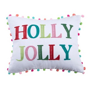 Merry & Bright Holly Jolly Pom Decorative Pillow - Levtex Home - 1 of 4
