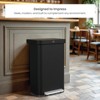 Home Zone Living 19 Gallon Stainless Steel Tall Kitchen Trash Can with Soft Close Lid and Collared Rim, Black - 3 of 4