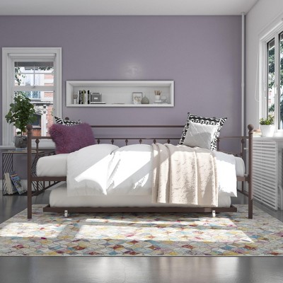 Bronze Metal Queen Daybed with Trundle and Slats