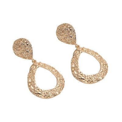 SOHI Women's Gold Dented Drop Earrings