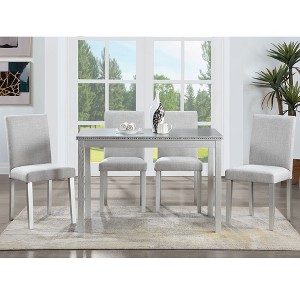 FONTOI Wooden Dining Table Set with Rectangular Table and Upholstered Chairs for Stylish Modern Home Kitchen Dining Spaces, Beige, 45.5"*28.5"*30" - 1 of 4