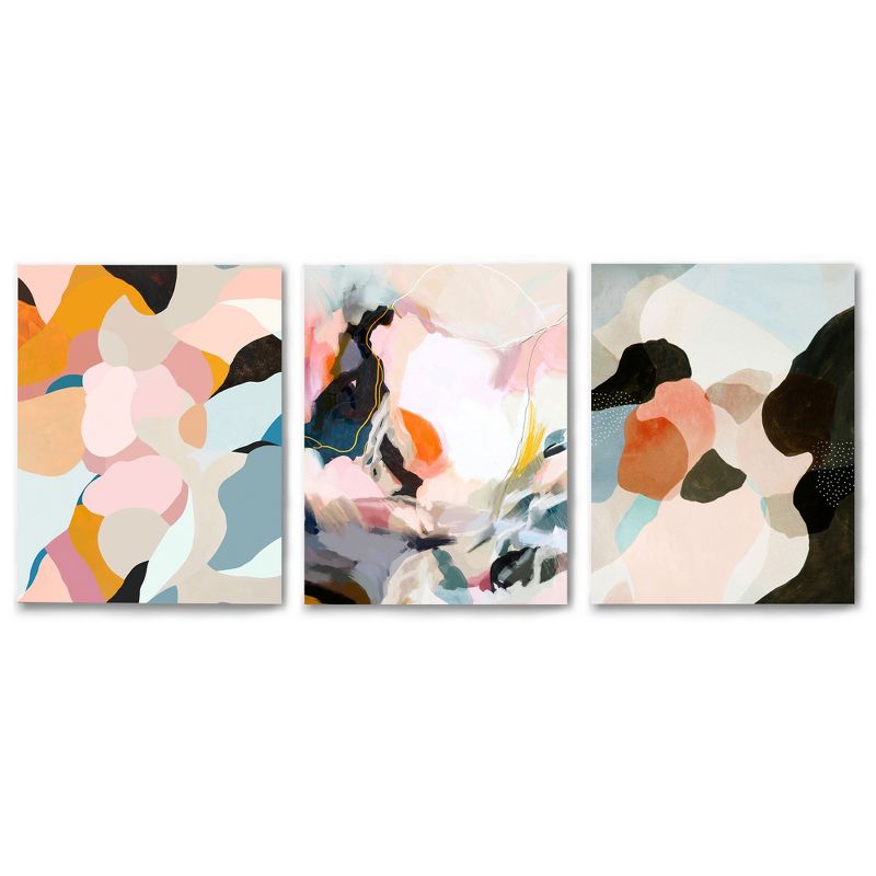Americanflat Abstract Peachy Paintings By Louise Robinson Triptych Wall Art - Set Of 3 Canvas Prints, 1 of 7
