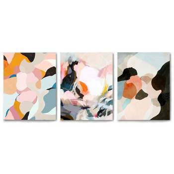Americanflat Abstract Peachy Paintings By Louise Robinson Triptych Wall Art - Set Of 3 Canvas Prints