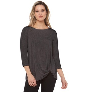 Rekucci Women’S Super Soft Knit Top With Knot Detail And 3/4 Sleeves – Eco-Friendly, Comfortable And Stylish Everyday Wear - 1 of 3