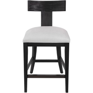 Uttermost Charcoal Wood Bar Stool Black 26 1/4" High Modern White Fabric Cushion with Backrest Footrest for Kitchen Counter Height - 1 of 1