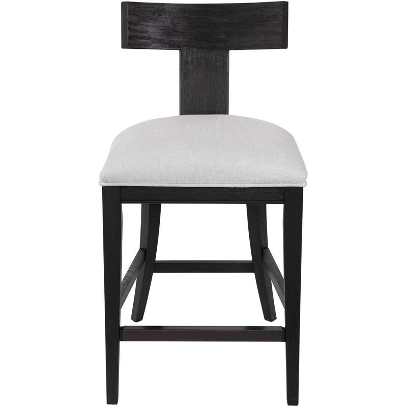 Charcoal Black Wood Counter Stool with White Cushion