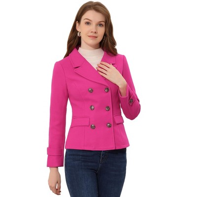 INSPIRE CHIC Women's Notched Lapel Double-Breasted Pea Coat