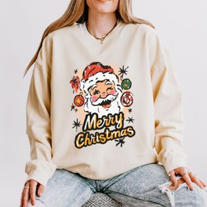 Merry Christmas Santa Wink - Women's Lightweight Garment Dyed Sweatshirt - 1 of 3