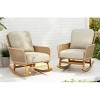 Set of 2 Garden Wicker Rocking Chairs with Cushions,Outdoor Rattan Rocking Chair for Patio Balcony,Wood Rocking Chair for Living Room-Coolbibila - 2 of 4