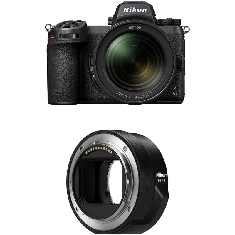 Nikon Z 6II FX-Format Mirrorless Camera Body w/NIKKOR Z 24-70mm f/4 S, Black with Nikon Mount Adapter FTZ II, 1 of 2