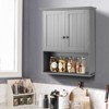 Tangkula Wall Mounted Bathroom Cabinet Medicine Cabinet Storage Organizer with 2 Doors & Adjustable Shelf Grey/White - 3 of 4