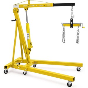 2 Ton engine hoist with folding design, lever, and 6 casters; heavy-duty hydraulic crane ideal for workshops, garages, and warehouses. - 1 of 4