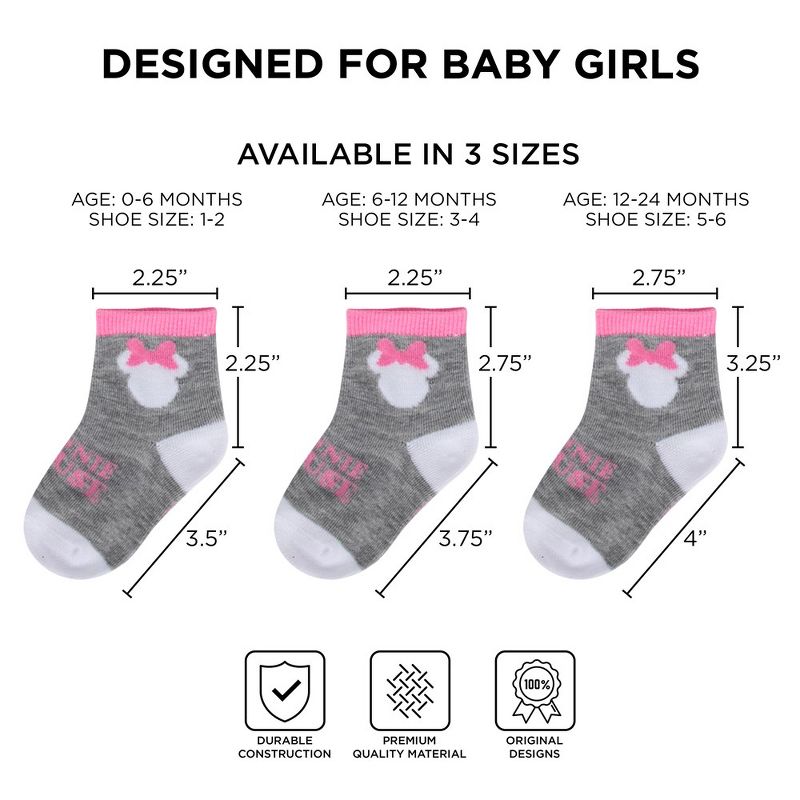 Minnie Mouse baby-girls 10-pack Multicolor Light Infant Sock, (0-24 Months), 5 of 6