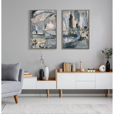 Sylvie Harbor Nights Abstract Framed Canvas Art Set