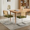 KTMBDW Dining Chairs Set of 2, MidCentury Modern Accent Chairs with Natural Cane Back & Stainless Base, Velvet Upholstered Kitchen Chairs, Green - 3 of 4
