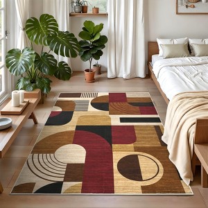 Area Rug Modern Geometric Abstract Rug Bedroom Ultra-Thin Soft Low Pile Large Carpet Living Room Non Slip Dining Room - 1 of 4