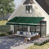 Outsunny 12' x 8' Patio Awning Canopy Retractable Sun Shade Shelter with Manual Crank Handle for Patio, Deck, Yard, Green - 2 of 4