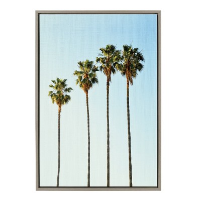Sylvie Four Palm Trees Framed Canvas Wall Art