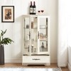 TIRAMISUBEST Glass Cabinet Lighted Glass Cabinet Curio Display Cabinet with Adjustable Glass Shelves 2 Doors and 1 drawer Cabinet Bulb - 4 of 4