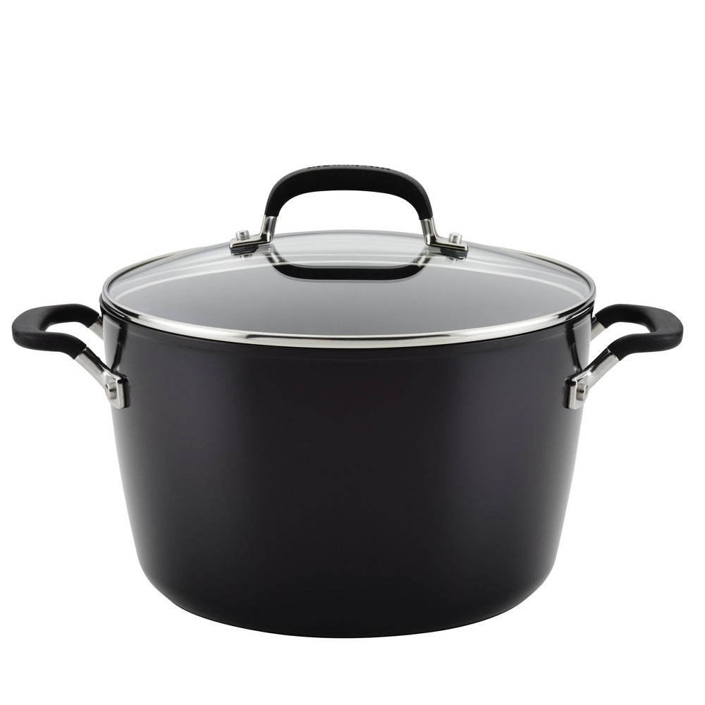 Photos - Pan KitchenAid 8qt Hard Anodized Stock Pot Black 