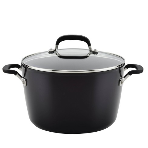 KitchenAid 8qt Hard Anodized Stock Pot Black