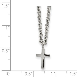 Chisel Stainless Steel Polished 11mm Cross Pendant on an 18" Cable Chain Necklace - 1 of 3