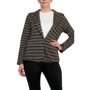 EG PRO Jacquard Blazer Bracelet Sleeve Peak Lapel Single Button Knit - 1 of 4