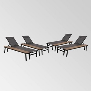 Waterloo 4pk Mesh & Aluminum Table Chaise Lounges - Gray - Christopher Knight Home - 1 of 4
