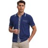 INSPIRE CHIC Men's Button Down Short Sleeve Lightweight Casual Summer Vintage Knit Polo Shirts - 2 of 4