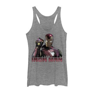 Women's Marvel Avengers: Endgame I Am Iron Man Racerback Tank Top - 1 of 3