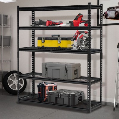 5-Tier Adjustable Shelves, Load 2000 Lbs Heavy Duty Wire Garage Shelf, Metal Storage Racks and Shelving, 72" H Garage Shelves for Basement