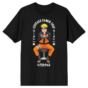 Naruto Shippuden Anime Cartoon Ichiraku Ramen Men's Black Shirt - 1 of 3