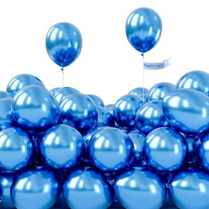 PartyWoo Balloons Metallic Blue Chrome Small Mini 5 Inch 50 pcs - 1 of 4