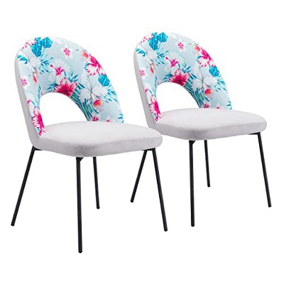 Zuo Torrey Dining Chair (Set of 2) Multicolor Print & Gray