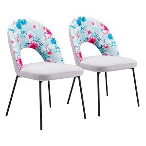 Zuo Torrey Dining Chair (Set of 2) Multicolor Print & Gray - 1 of 4