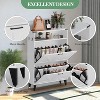 Farmhouse Shoe Cabinet w/ 2 Flip Drawers & Open Shelf, Slim Freestanding Storage for Entryway - 4 of 4