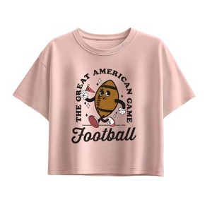 Girls' - Instant Message - Vintage Football Mascot Short Sleeve Boxy Graphic T-Shirt - 1 of 3