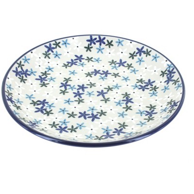 Blue Rose Polish Pottery Floating Flowers Dinner Plate