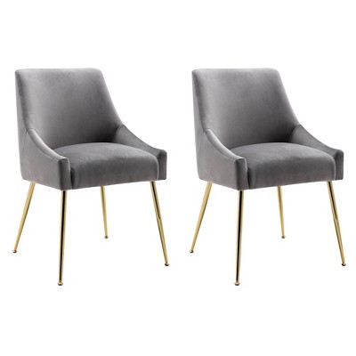 WestinTrends Upholstered Performance Velvet Accent Chair With Metal Leg (Set of 2)