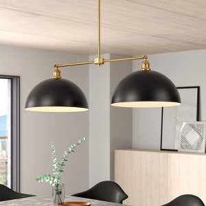 Rennnsan Cyllor 38" W 2 - Light Liner Dome Modern Industrial Dimmable Kitchen Island Pendant in Gold - 1 of 4