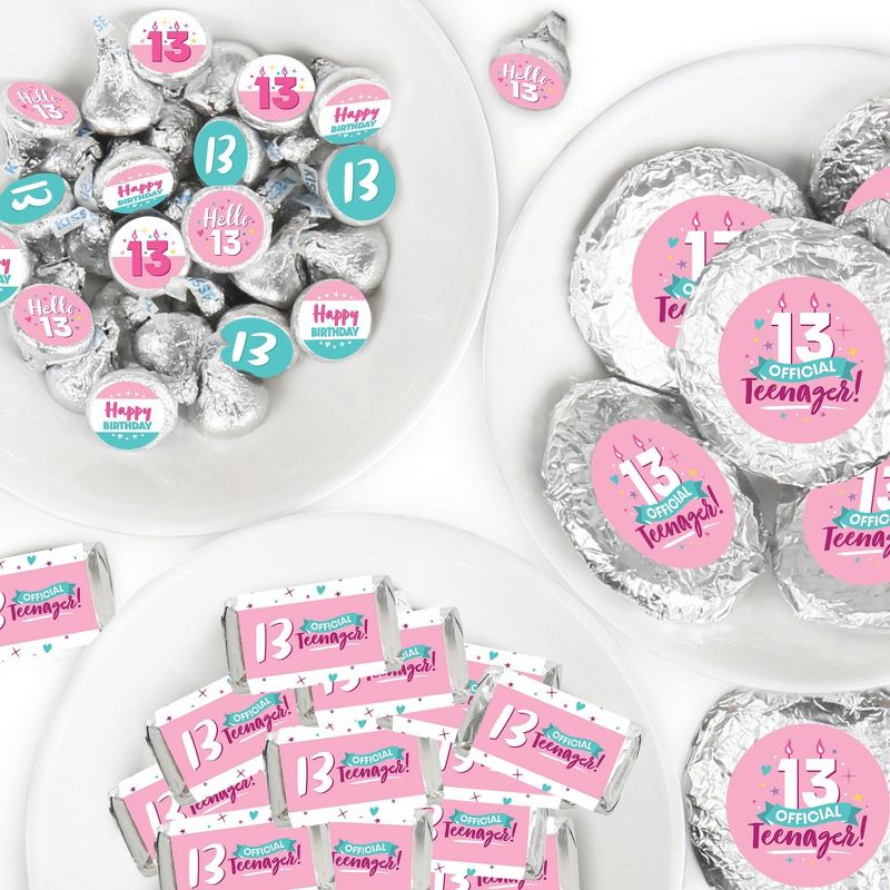 Big Dot of Happiness Girl 13th Birthday - Official Teenager Birthday Party Candy Favor Sticker Kit - 304 Pieces, 1 of 8