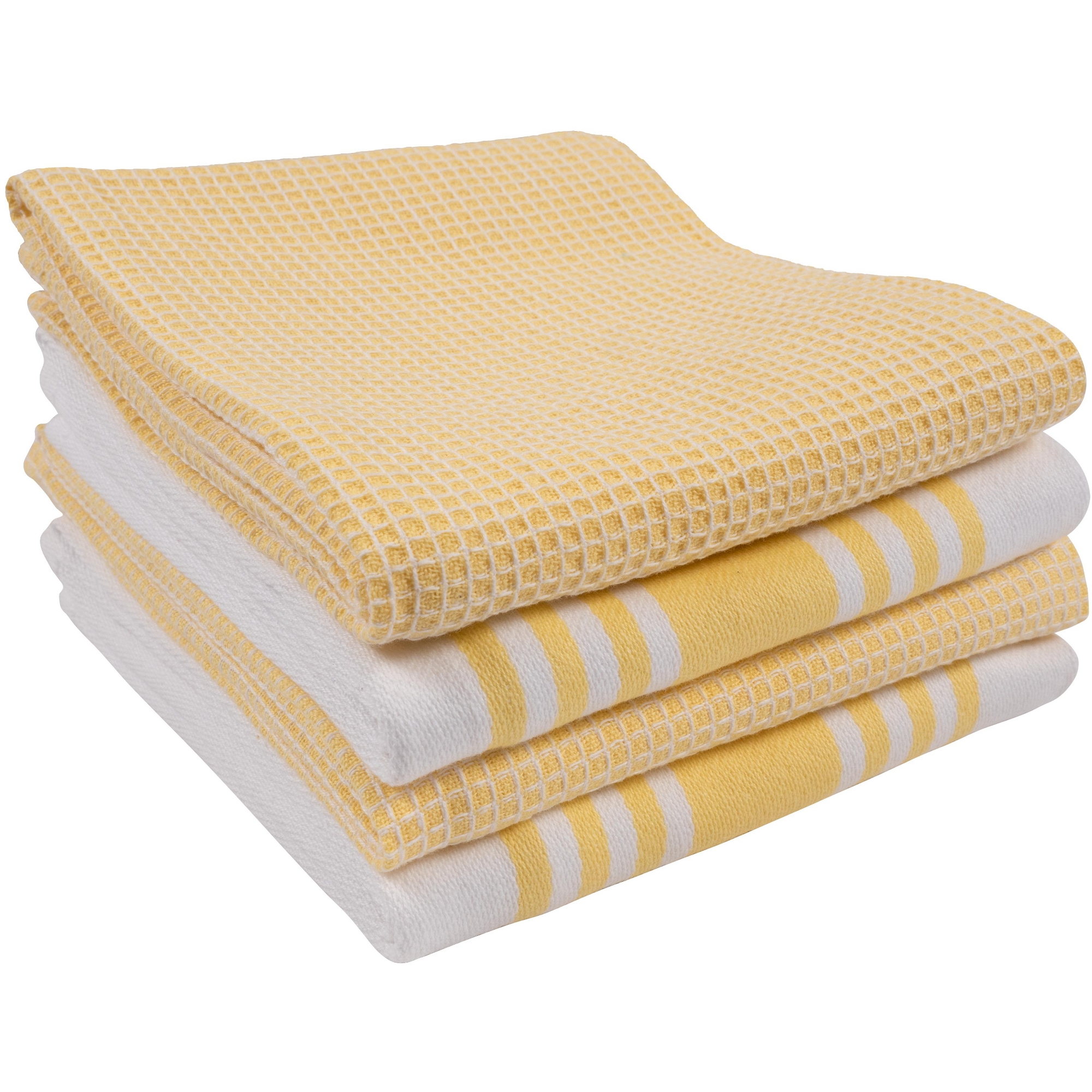 KAF Home Madison Set of 4 Absorbent, Durable and Soft Kitchen Towels | 18" x 28" - Sunshine