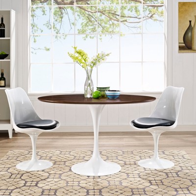 Mid-Century Modern 48" Oval Walnut Wood Dining Table