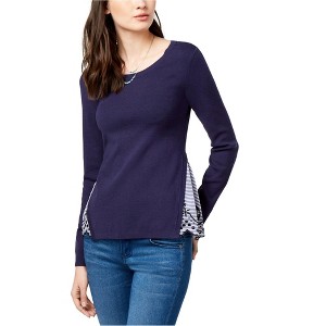 maison Jules Womens Layered-Look Eyelet Knit Sweater - 1 of 1