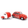 1967 Volkswagen Beetle Red with Teardrop Travel Trailer Red and White "Coca-Cola" 1/43 Diecast Model Car by Motorcity Classics - 2 of 3