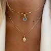 Evil Eye Necklace: 14K Gold Plated Blue CZ Diamond Boho Pendant for Women, Protection Gift - 2 of 4